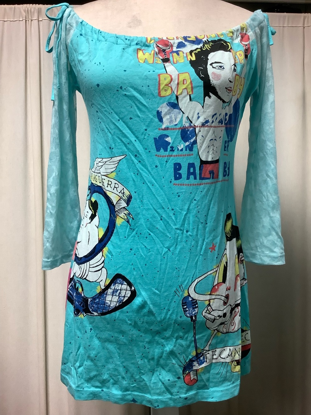 Custo Barcelona Winner Baby 1/2 flare sleeve off shoulder dress